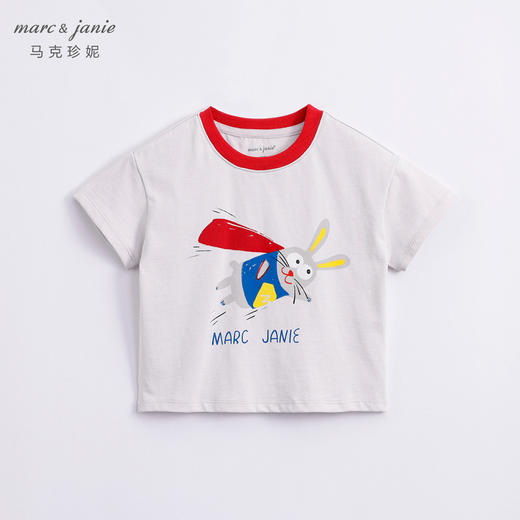 马克珍妮夏装新款 男童手绘动物纯棉短袖T恤儿童上衣230786 商品图2