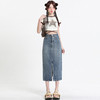 高腰牛仔A字半身裙 棉质牛仔裙【233-18】 商品缩略图9