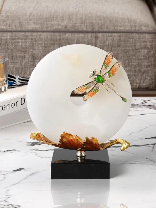 蜻蜓玉石平安扣摆件客厅书房办公室玄关新中式摆件新婚贺礼乔迁贺礼 商品图2