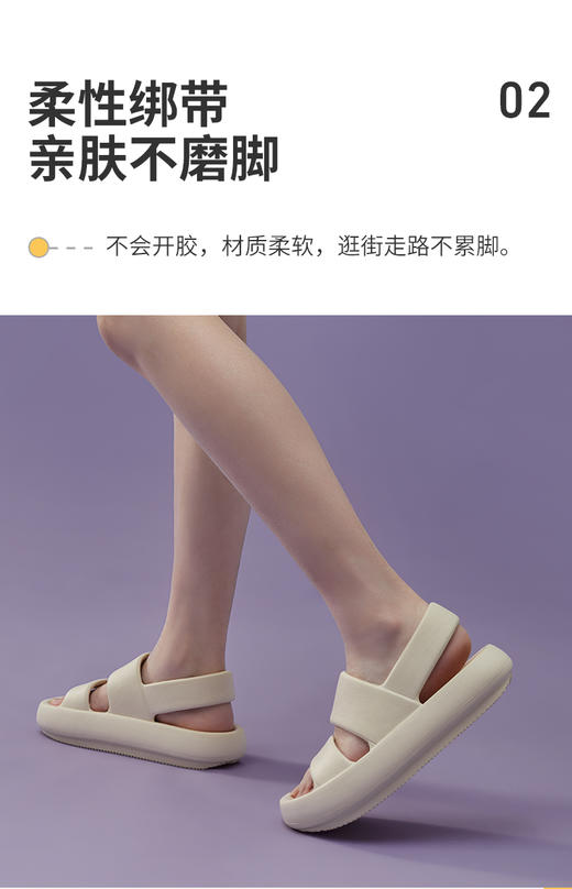 （纯色）【李佳琦推荐】优调XT917凉鞋时尚潮流外穿厚底女夏季柔软平底情侣百搭男士 商品图7