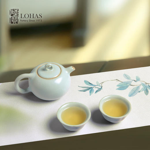 陆宝 天青汝窑茶具套组一壶六杯套装可养蝉翼开片收藏功夫茶具 商品图2