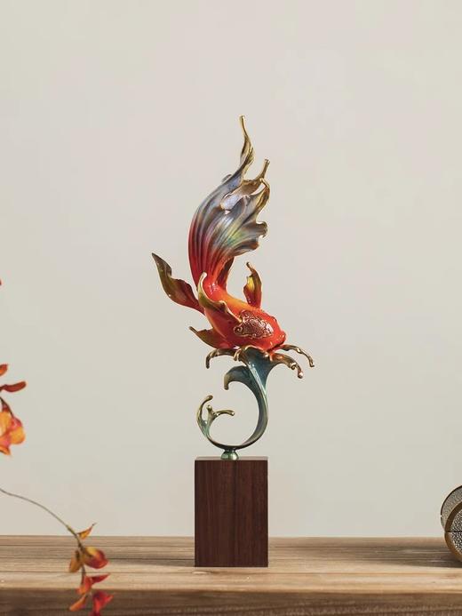 如鱼得水铜招财客厅办公室桌面摆件创意玄关装饰品乔迁开业礼物 纯铜如鱼得水摆件摆件 160*100*430 商品图3