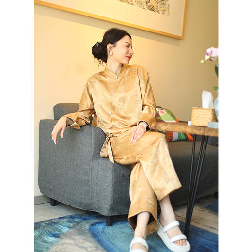 【抖音专属】发布会套装（ 中式衬衫23710128+直筒裤23709122 - 金垺 ） 商品图0