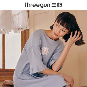 Threegun三枪 【水柔棉】圆领短袖女士家居裙睡裙-70427A011