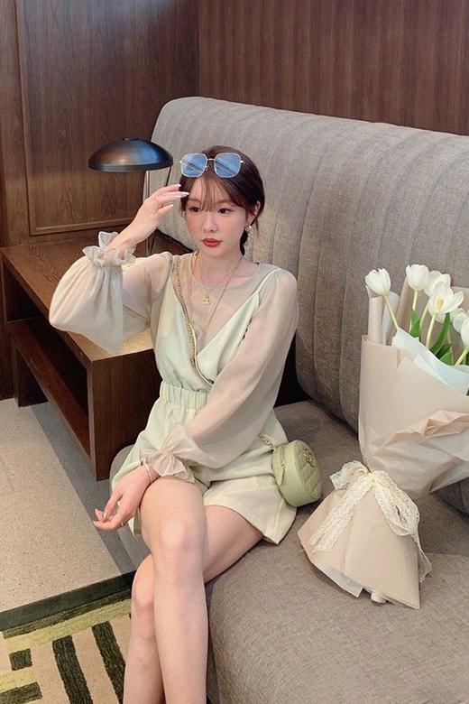 金蘑菇菇【伯利兹夏日】高级耐看灯笼袖上衣吊带连体裤两件套 商品图7