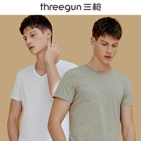 Threegun三枪【匠心系列-80支长绒棉】圆领男士短袖T恤-23485A911
