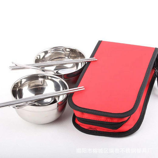 不锈钢餐具 便携式旅行双人碗餐具套装 商品图2
