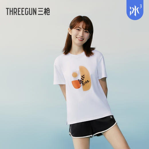 Threegun三枪 【冰泉棉】印花圆领女士短袖T恤-24240A011 商品图4