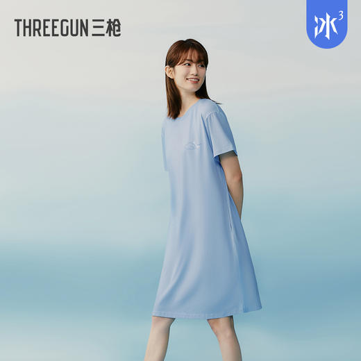 Threegun三枪 【冰泉棉】圆领短袖女士家居裙睡裙-70494A011 商品图3