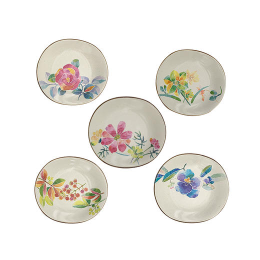 日本进口和蓝花语5入中盘家用陶瓷餐具蛋糕点心盘菜盘 商品图3