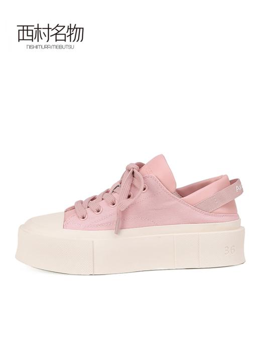 西村名物2023年春季新款休闲厚底板鞋百搭小白鞋增高帆布鞋33301 商品图2