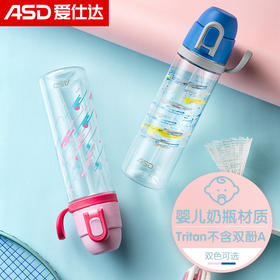 爱仕达 大容量运动水杯Tritan婴儿材质 吸管杯570ML 一键弹跳杯