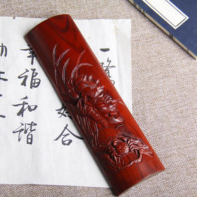 和谐/荷蟹°酸枝木雕镇纸/臂搁