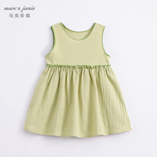 马克珍妮夏装 女童撞色木耳边锁边针织背心裙 儿童裙子230883 商品图1