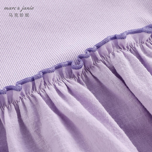 马克珍妮夏装 女童撞色木耳边锁边针织背心裙 儿童裙子230883 商品图4