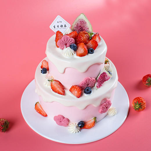 【草莓甜心】少女心草莓双层生日蛋糕6+4寸 适合6-8人  （提前6--8小时下单，18:00后下单最快第二天15:30后可到店取货，具体时间看门店而定。） 商品图2