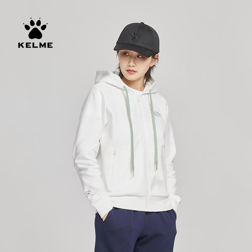 KELME卡尔美早春秋新款纯色连帽针织外套百搭开衫拉链卫衣女运动6117WT2004 商品图1