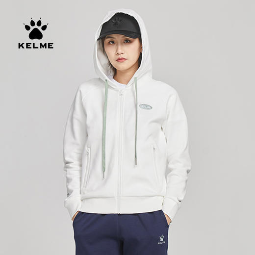 KELME卡尔美早春秋新款纯色连帽针织外套百搭开衫拉链卫衣女运动6117WT2004 商品图0