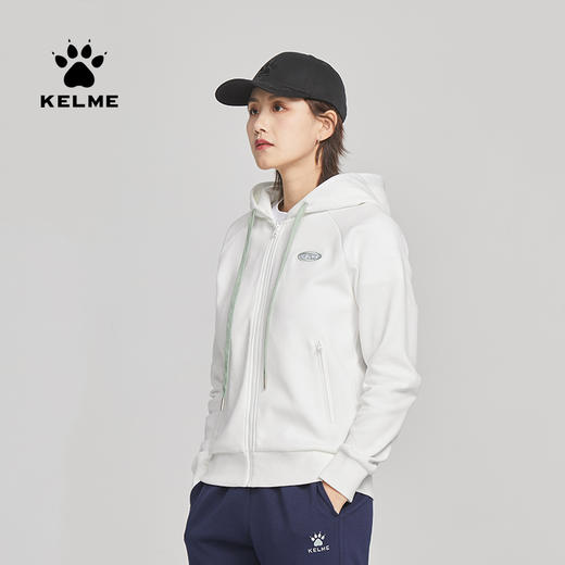 KELME卡尔美早春秋新款纯色连帽针织外套百搭开衫拉链卫衣女运动6117WT2004 商品图2