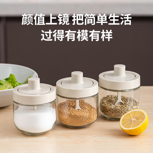 自主设计 厨房勺盖一体调味罐子盐调料盒调味料收纳盒1个 商品图4