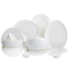 凡瑞斯骨瓷 纯白系列轻奢简约中式散件面碗饭碗平盘菜盘家用碗碟组合自由搭配