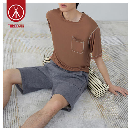 【积分兑换】Threegun三枪 【记忆棉】毛圈男士休闲短裤-61103B011 商品图0