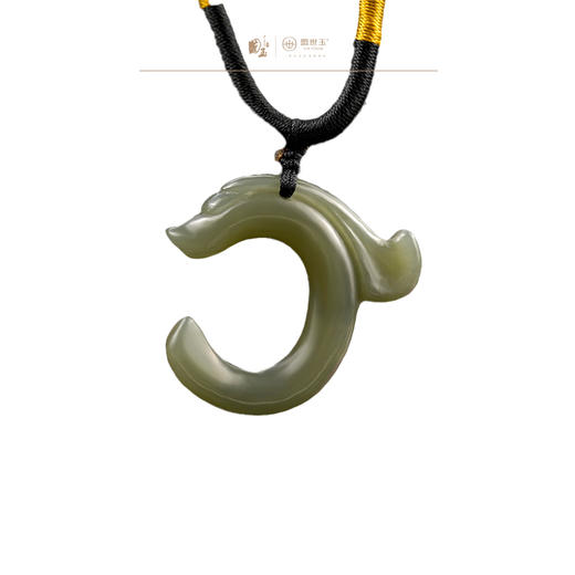 国玉盟世玉和田玉青玉C型龙红山小青玉龙挂件 商品图0