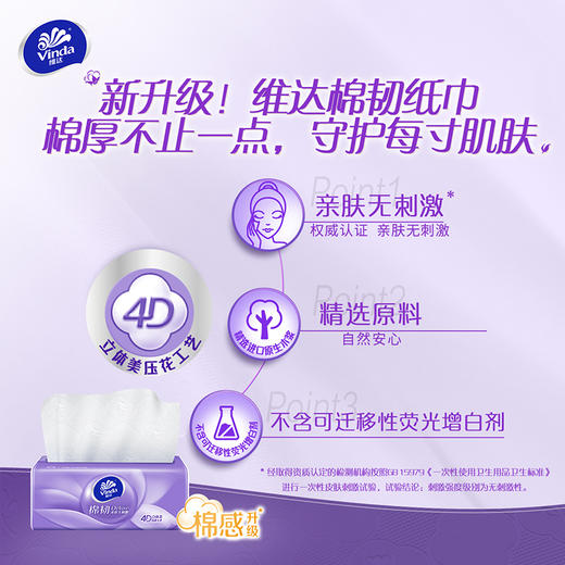 【官方包邮】维达棉韧抽取面巾3层S码90抽×20包 商品图2