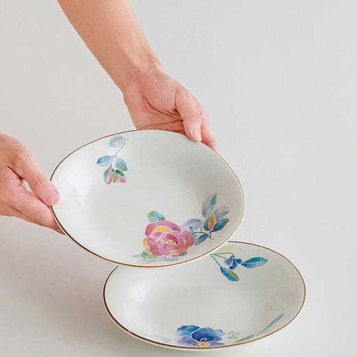 日本进口美浓烧和蓝陶瓷餐具日式水彩花卉家用菜盘子套装乔迁商务礼盒 商品图2