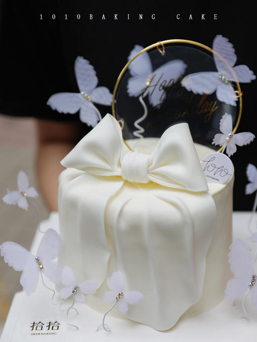 「纯白法式·蝴蝶结」翻糖巧克力·100%动物奶油（附图5寸加高·提前4天预订） 商品图2