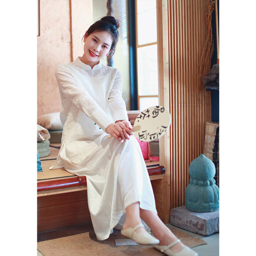 【抖音专属】中式套头衫（23708207-麻白） 商品图0
