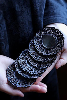 透雕缠枝莲纹杯垫  6个/套