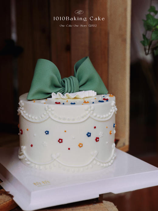 「蝴蝶结·绿色系」翻糖巧克力·100%动物奶油（附图6寸加高·提前3天预订） 商品图1