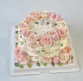 复古裱花玫瑰蛋糕（下单现做，提前6小时预定）