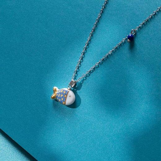 凡华造物鱼悦925银项链女生小众设计陶瓷吊坠轻奢高级感锁骨链 鱼悦925银吊坠 商品图2
