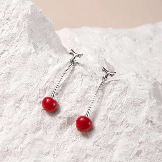 凡华造物樱桃原创925银耳钉女轻奢耳环小众设计感新款百搭耳饰 樱桃长款耳钉 商品图1