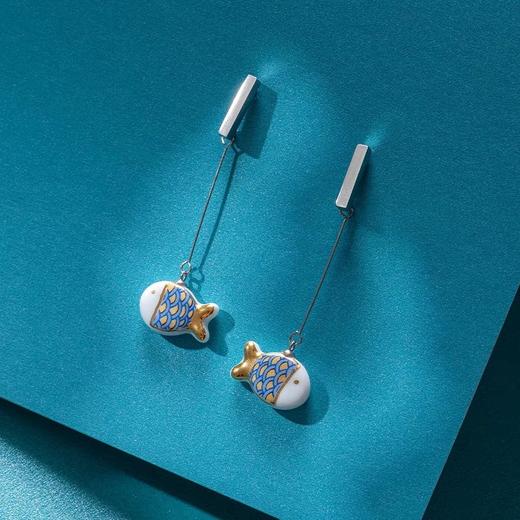 凡华造物鱼悦925银耳钉女小众设计轻奢耳环高级百搭新款气质耳饰鱼悦长款耳钉 商品图2