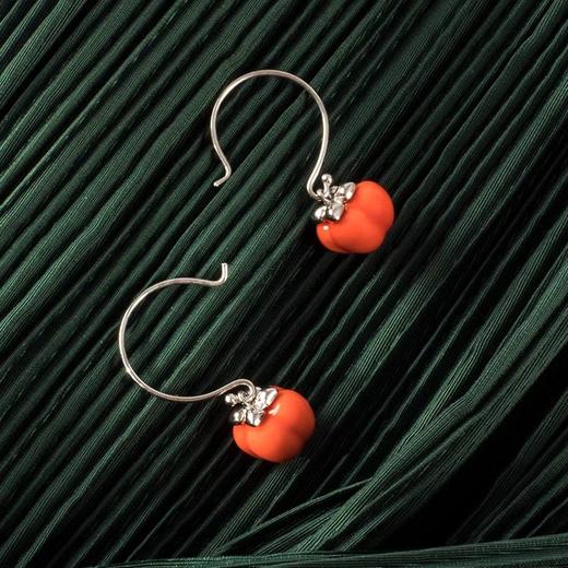 凡华造物柿柿如意925银耳钉女小众设计气质耳环轻奢新款高级耳饰柿柿如意925银圆耳钩 耳环 商品图4