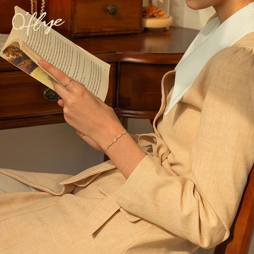 Oflye潮流饰品 冷淡风手链女气质复古简约可调节抽拉绳轻奢小众精致手饰 商品图2