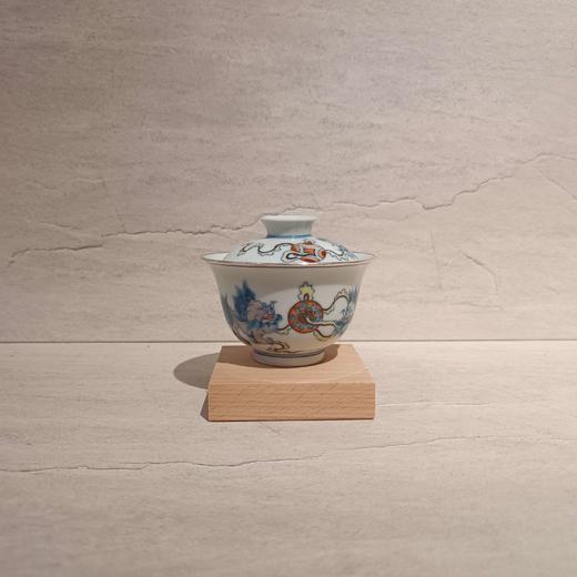 B-XSF- 一溪山房青花斗彩工艺  狮子斗彩盖碗 商品图0