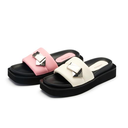 westory女鞋夏季休闲百搭平底中跟羊皮水钻露脚舒适拖鞋61431 商品图0