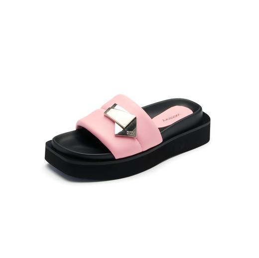 westory女鞋夏季休闲百搭平底中跟羊皮水钻露脚舒适拖鞋61431 商品图2