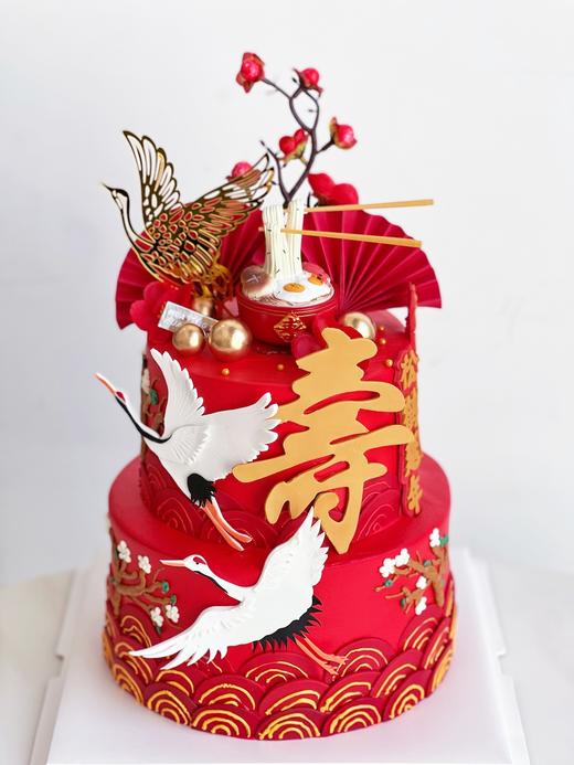 祝寿款 仙鹤祈福 · 翻糖蛋糕（奶油霜抹面，手工翻糖蛋糕需提前2天预定） 商品图3