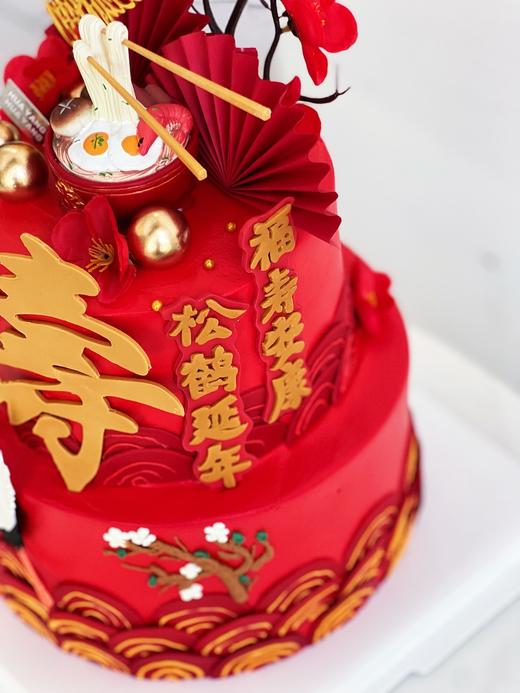 祝寿款 仙鹤祈福 · 翻糖蛋糕（奶油霜抹面，手工翻糖蛋糕需提前2天预定） 商品图2