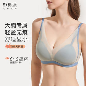 【买三免一】奶糖派大胸显小内衣薄雾杯无痕防凸点无钢圈侧收轻薄显瘦文胸女