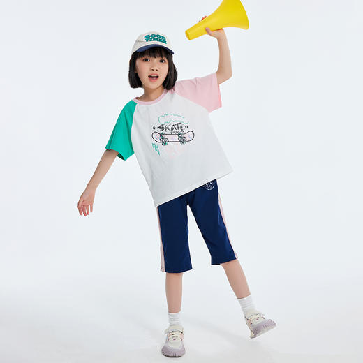 【2024夏款清仓】龙之涵 中大童吸湿排汗撞边七分短裤 23年夏季新款休闲运动裤 婴幼儿A类标准 商品图12