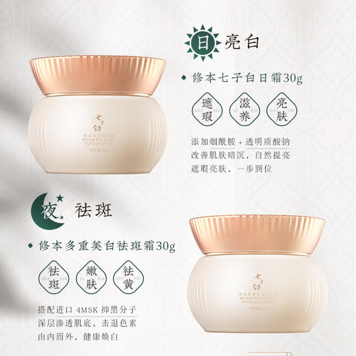 七子膏古方改良 现代科技打造的七子白去斑套装  修本 日霜30g+祛斑霜30g/套 商品图0
