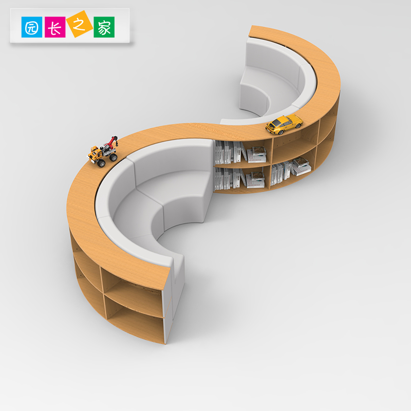 三层半圆绘本架幼儿园绘本馆阅读区儿童半圆毛毛虫中岛绘本架