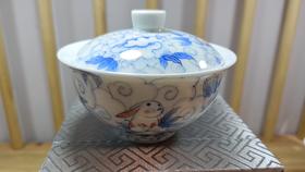 B-SST-3004 素手堂 青花斗彩玉兔盖碗