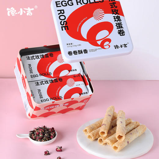 馋小吉 法式玫瑰蛋卷 铁盒装320g/盒（40g×8袋） 产地直发 全国配送（偏远地区除外） 商品图4